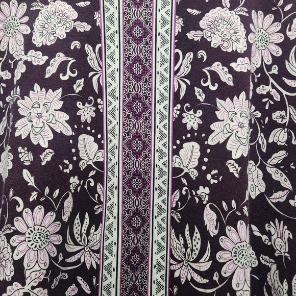 Susan Graver Weekend Floral Paisley Cotton Modal Tunic Purple White Women's L - Picture 4 of 5